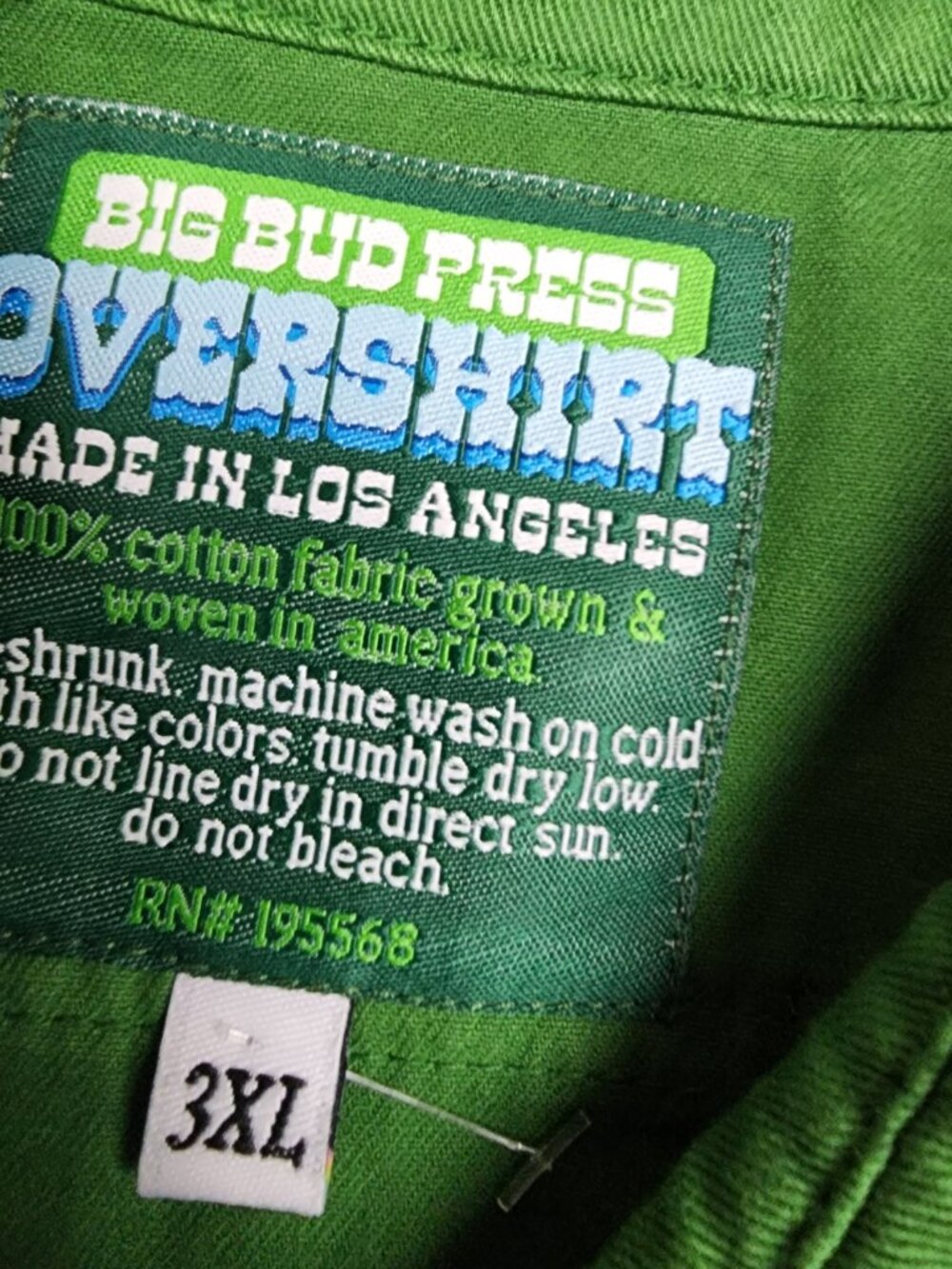 Big Bud Press Overshirt Size 3XL XXXL Green Long Sleeve Oversized Los Angeles US - Picture 4 of 6
